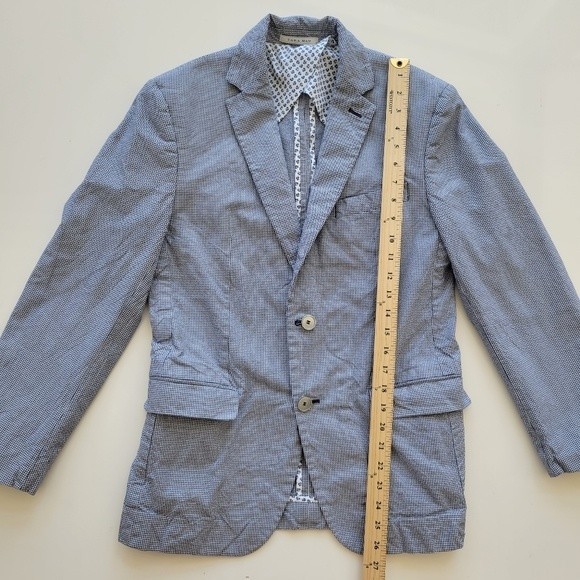 Zara Man | Houndstooth Pattern Two-Button Casual Blazer Navy Blue White Size 38 - Picture 3 of 14